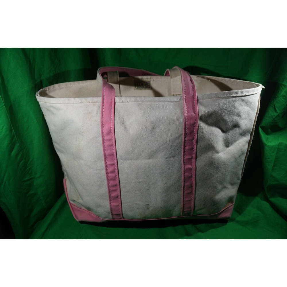 Large LL Bean Boat & Tote Pink Strap Bag 17x14x14 Inches